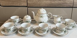 Hollóházi porcelán Erika mintás teáskészlet