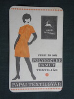 Kártyanaptár,Pápa textilgyár,grafikai,női modell, 1971   (9)
