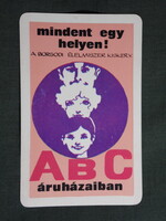 Kártyanaptár,Borsod élelmiszer váll. miskolc,ABC áruházak,grafikai 1972   (9)