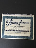Francia Shannon, korábbi nevén Wiéner & Cie Establishments Rt. Részvény 1929.