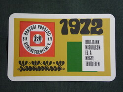 Kártyanaptár, BRKV,Borsodi ruházati vállalat,Miskolc,grafikai rajzos 1972   (9)