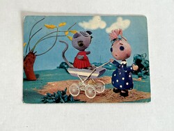 Régi, retro Böbe baba és Cicamica (Futrinka utca) mesefigurás képeslap - Bródy Vera, Lévai Sándor