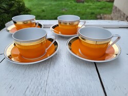 Vintage, retro, Hollóházi porcelán 4 személyes mokkás/kávéscsésze szett