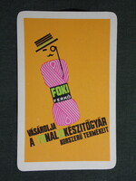 Kártyanaptár,Foki Ferkó fonal,Fonalkészító gyár Budapest,grafikai, 1971   (9)