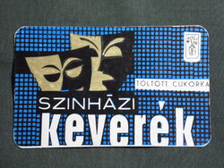 Kártyanaptár,Budapest csokoládégyár,színházi keverék cukorka,grafikai, 1972   (9)