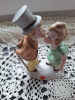 Vintage 1930-as évek német porcelán figura Carl Scheidig Grafenthal Kissng pár