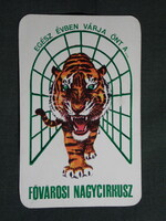 Kártyanaptár,Fővárosi Nagycirkusz,Budapest,grafikai,tigris, 1972   (9)