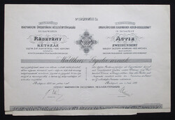 Egyesült Magyarhoni Üveggyárak Részvénytársaság részvény 200 forint / 400 korona 1893