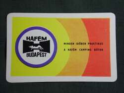 Kártyanaptár,HÁFÉM Budapest,kemping bútor, 1972   (9)