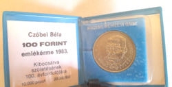 100 Ft alpakka emlékérme Czóbel Béla MNB 1983