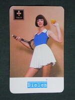 Kártyanaptár,Diolen sport ruházat,Finomposztó váll., Baja,női modell,1985   (9)