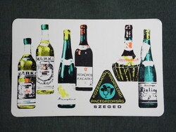 Kártyanaptár,Szeged pincegazdaság,vermut,Kiskőrösi kadarka,rizling bor 1972   (9)