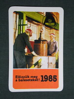 Kártyanaptár,MÁV,vasút,munka balesetmegelőzés,mozdonyszerelő műhely,1985   (9)