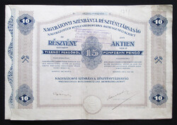Nagybátonyi Szénbánya Részvénytársaság részvény 10x15 (150) pengő 1926