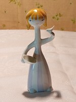 HOLLÓHÁZI PORCELÁN MADARAS LÁNY