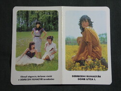 Kártyanaptár,Debrecen Ruhagyár,erotikus női modell,1985   (9)