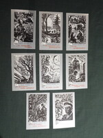 Kártyanaptár,8 db,Szovjetunió,40 éves Honvédő háború,Orosz katona dalok sor,grafikai,1985   (9)