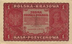 1 marek márka 1919 Lengyelország I.széria nagy számok 3.