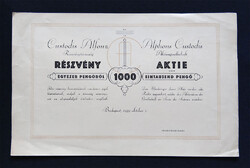 Custodis Alfonz Részvénytársaság részvény 1000 pengő 1939 - kémény építés, kazán falazás