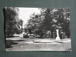 Képeslap,Miskolctapolca fürdő,park,Női akt, Tavasz szobor látkép,részlet, 1966-