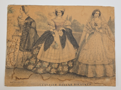 "Legújabb magyar divatkép - 1860" - antik nyomat/melléklet.