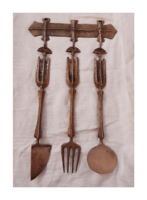 Bronz konyhai evőeszköz készlet falidísz,dísztárgy.