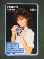 Kártyanaptár,Fényszöv,fotó körzeti labor,Pécs,erotikus női modell,1986   (9)