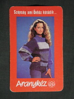 Kártyanaptár,Aranykéz kötés horgolás újság,magazin,női modell,1986   (9)