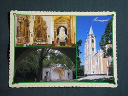 Képeslap,mozaik,Máriagyűd,Barokk kegytemplom,belső,oltár,szobor,kereszt látkép,részlet,1989-