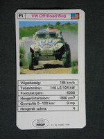 Kártyanaptár,trafik,ajándék üzlet,VW Off Road Bug Rally autó, 1986   (9)
