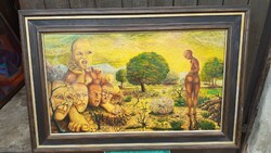 Érdekes szürrealista olaj-fa festmény  " A Deviáns - Das Abartige  "