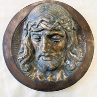 Antik bronz Jézus relief / dombormű