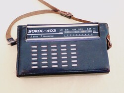 Táskarádió SOKOL 403 rádió bőr tokban adapterrel alkatrésznek retro USSR