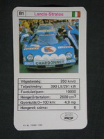Kártyanaptár,trafik,ajándék üzlet,Lancia Stratos Rally autó, 1986   (9)