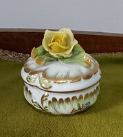 Herendi porcelán Viktória mintás rózsafogós bonbonier, sérült