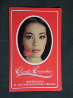 Kártyanaptár,Claudia kozmetika,Szombathely,női modell,1987   (9)