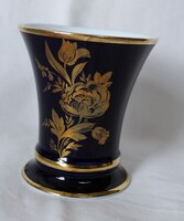 Királykék Royal KPM Bavaria Echt Cobalt porcelán váza arannyal díszített