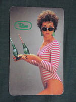 Kártyanaptár,Róna üdítőital,Debrecen Állami gazdaság,erotikus női modell,1987   (9)