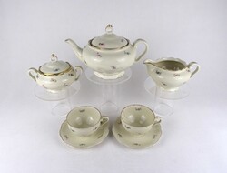 1U381 Régi fehér, aranyozott Schlaggenwald porcelán teás reggeliző készlet 2 személyes