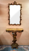 Hollywood regency console table with mirror