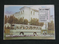 Kártyanaptár,Bulgária,Közlekedésbiztonság, LAZ,ЛАЗ-697 autóbusz,1985   (9)