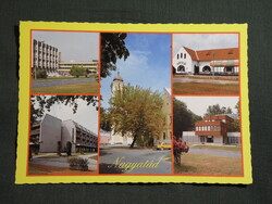 Képeslap,Nagyatád,mozaik,hotel,templom,söröző,étterem,posta látkép,részlet, 1989-
