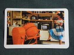 Kártyanaptár,ÁFÉSZ,Géja iparcikk üzletek,Törökszentmiklós,rádió,televízió,női modell,1987   (9)