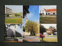 Képeslap,Nagyatád,mozaik,hotel,templom,söröző,étterem,posta látkép,részlet, 1986-