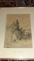 Carl Pischinger 1823 - 1886  tusrajz Original ink drawing " Das Lackermaul Az ínyenc "