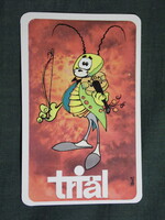Kártyanaptár,Triál,sport,játék,hangszer áruház,Hobby bolt,Budapest,grafikai,rajzos,tücsök,1987   (9)