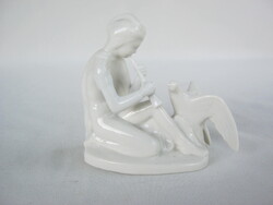 Drasche fehér porcelán furulyázó fiú