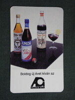 Kártyanaptár,Corvinus,Ámor,Hosszúhegyi Vermut, Ágker Kft, likőr ,1987   (9)