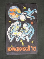 Kártyanaptár,Kincskereső irodalmi folyóirat újság gyerekeknek,grafikai rajzos,űrhajós,1987   (9)