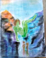 Klie Zoltán : Csobbanás.Tempera papír